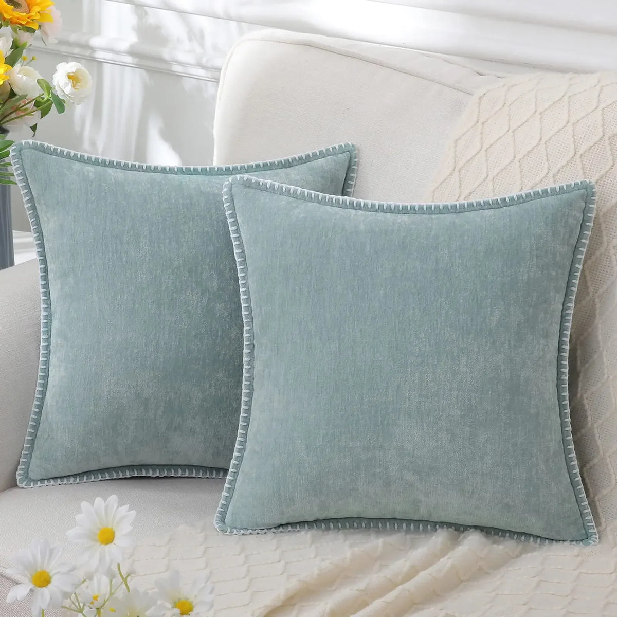 Solid Chenille Throw Pillow Cover