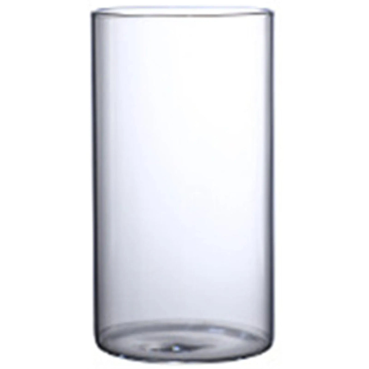 Glass cylinder vase trio in 5.5x10 5.5x15 and 6.5x12 cm sizes displayed on shelf