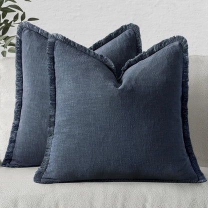 Linen Tassel Lumbar Pillow Cover — styling detail