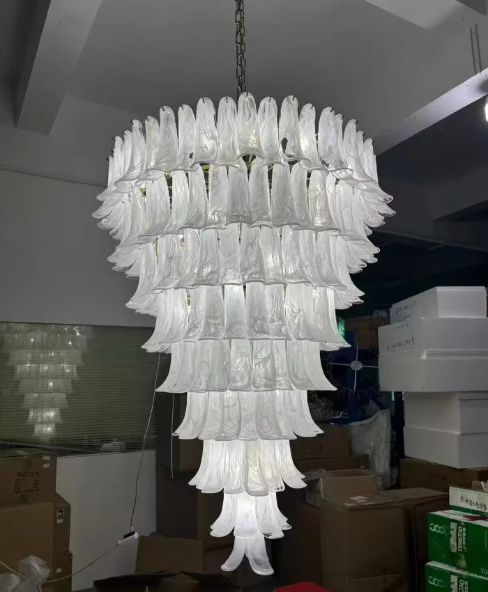 Silver finish Murano glass chandelier with E14 LED bulbs included