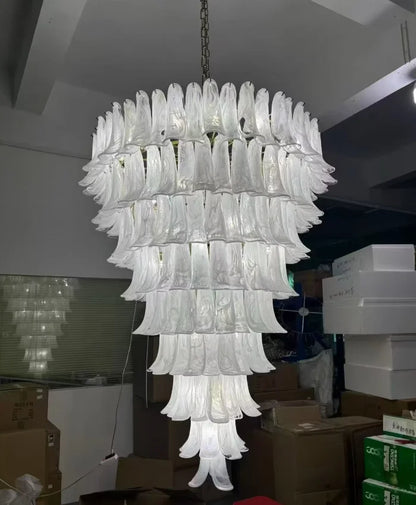Silver finish Murano glass chandelier with E14 LED bulbs included