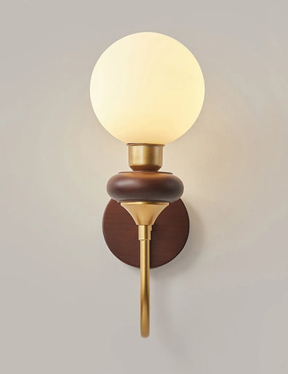 glass wall sconce, side profile showing mounting depth