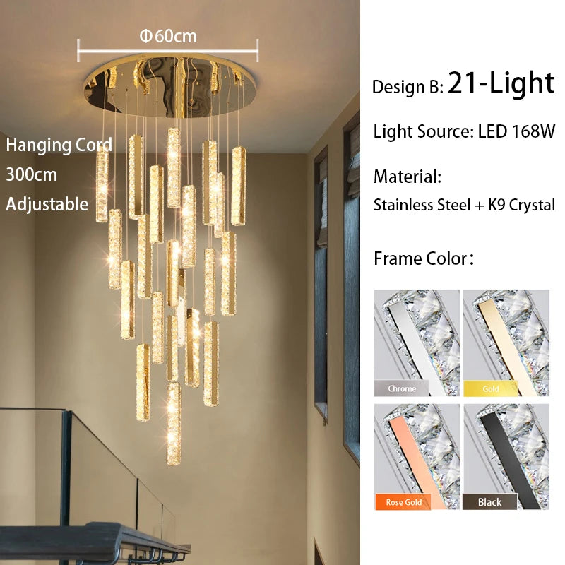 Sixty light large crystal chandelier with dense K9 crystal drops