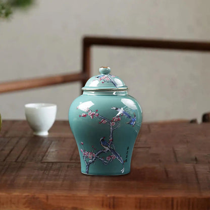 Glazed Ceramic Ginger Jar Vase