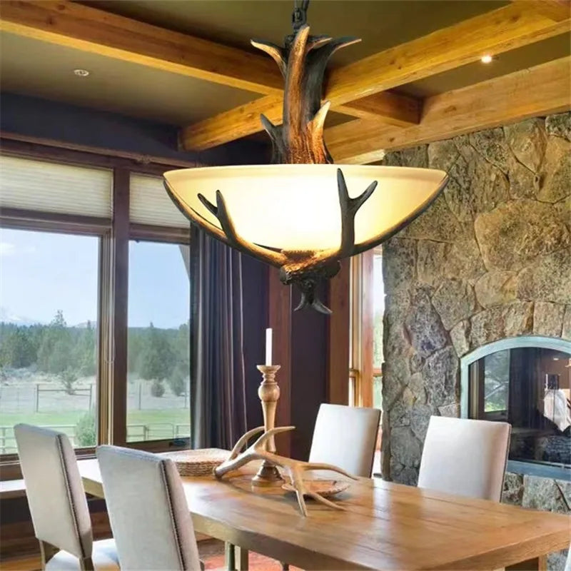 Resin Deer Antler Pendant Light