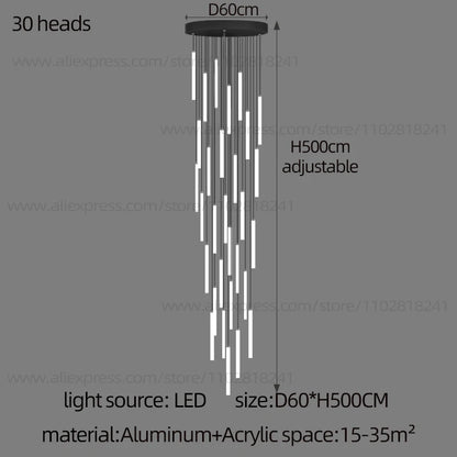 Remote dimming strip chandelier shifting its color temperature