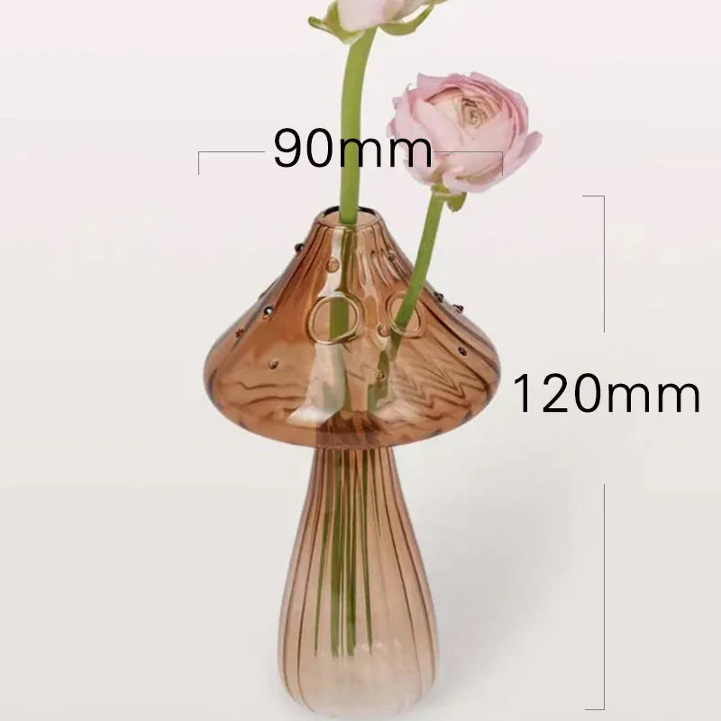 Three crystal glass mushroom vase styles D, B, and E side by side