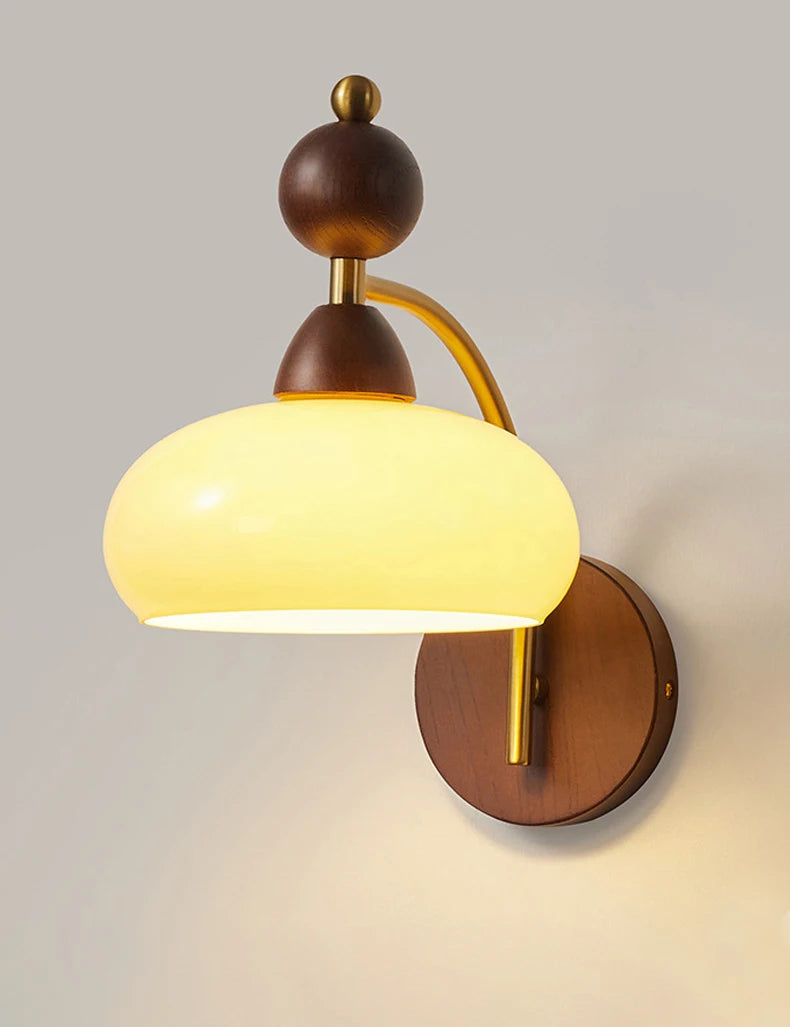 glass wall sconce, front view on white background