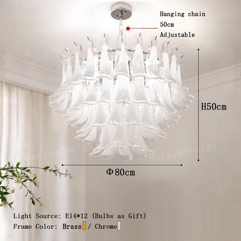 Petal chandelier at 25.6 in across in white 6000K light, 90 to 260V
