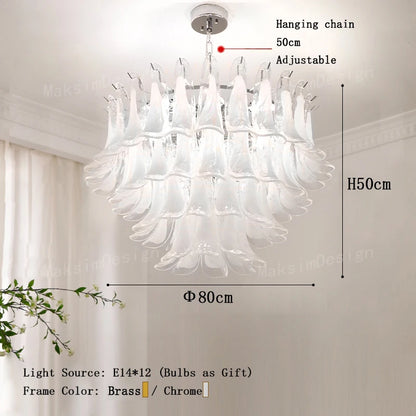 Petal chandelier at 25.6 in across in white 6000K light, 90 to 260V
