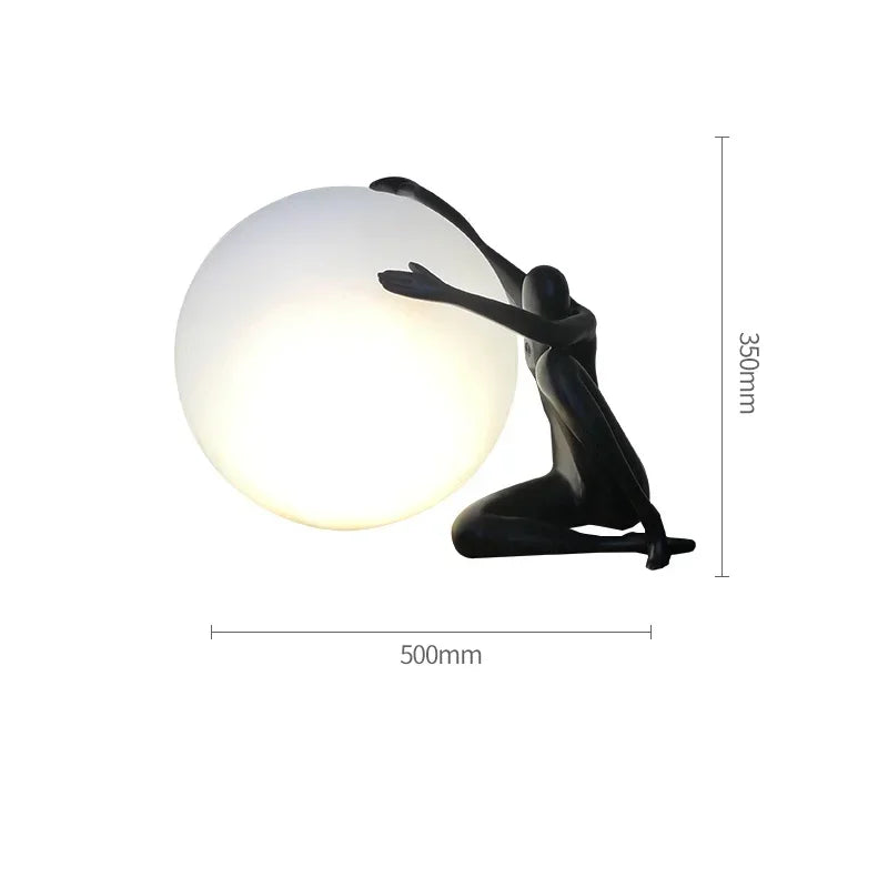 Italian standing art floor lamp side profile showing full silhouette