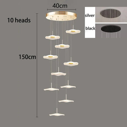 Cord pendant cascade chandelier with an adjustable ironware drop