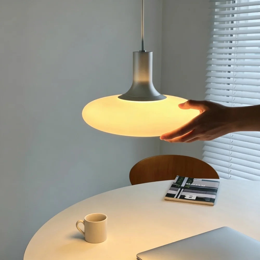 Milky Glass Aluminum Pendant Light