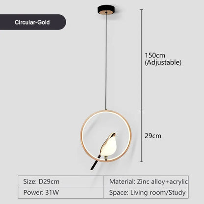 Magpie Bird LED Pendant