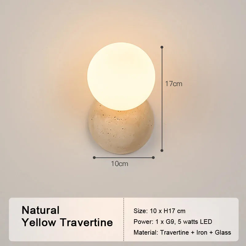 LED Travertine Stone Wall Sconce