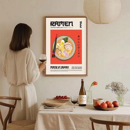 Japanese Ramen Cat Anime Canvas Wall Art