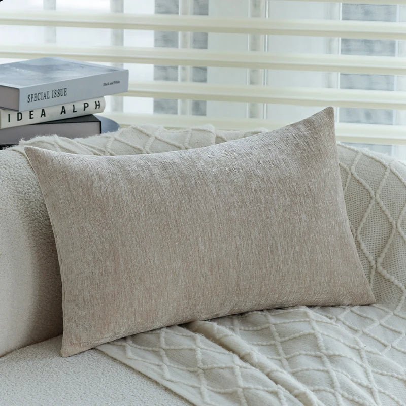 Solid Chenille Throw Pillow Cover — styling detail