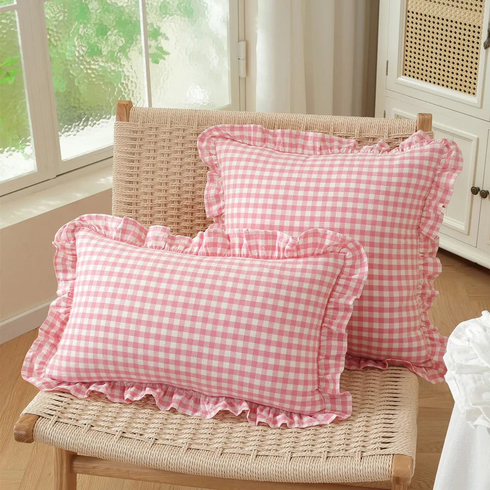 French Ruffle Cotton Pillow Cover