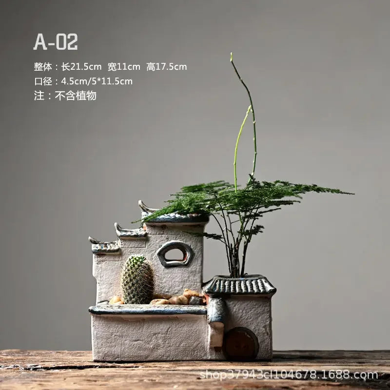 Huizhou ceramic flower pot courtyard aquascape ornament