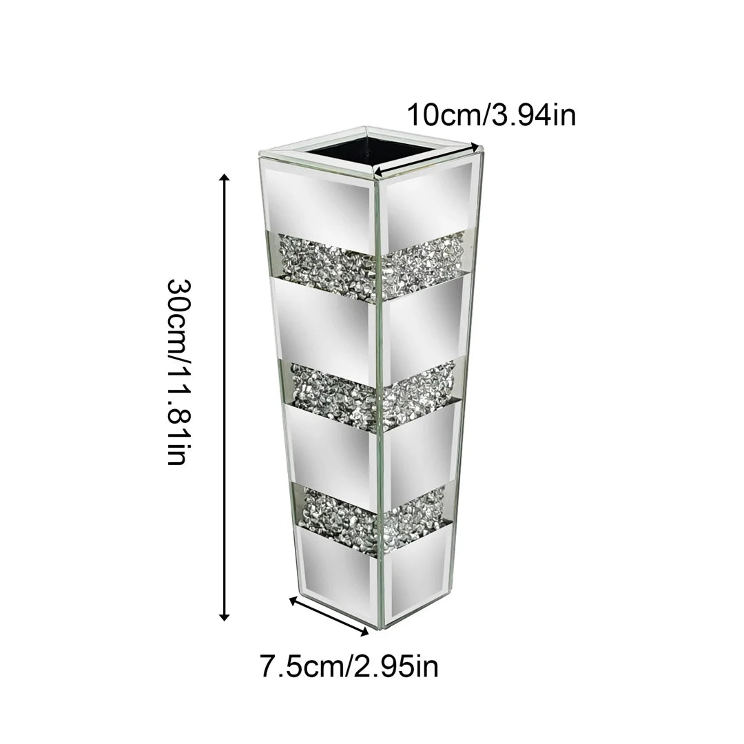 Mirrored crystal floor vase in small size for bedroom corner accent display