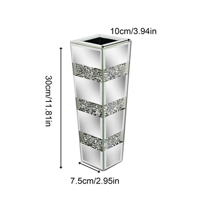 Mirrored crystal floor vase in small size for bedroom corner accent display