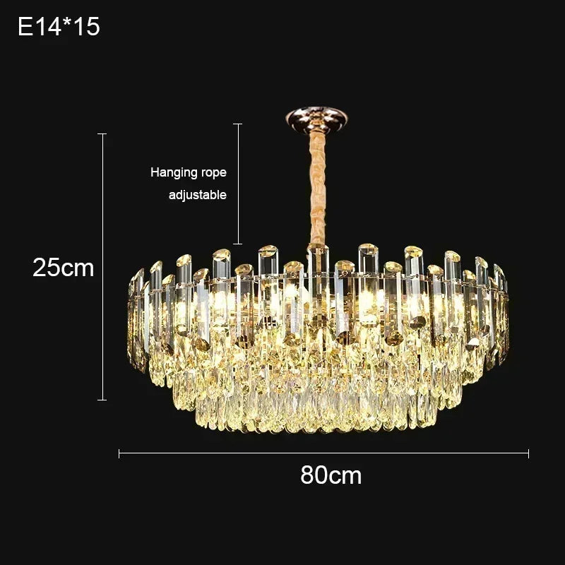 Oval crystal pendant chandelier measuring 31.5 in (80 cm) long