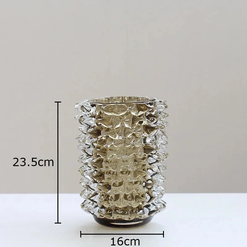 Artistic glass vase with crinkle pattern for modern interiors