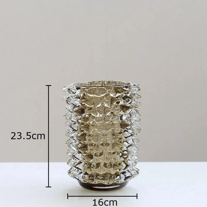 Artistic glass vase with crinkle pattern for modern interiors