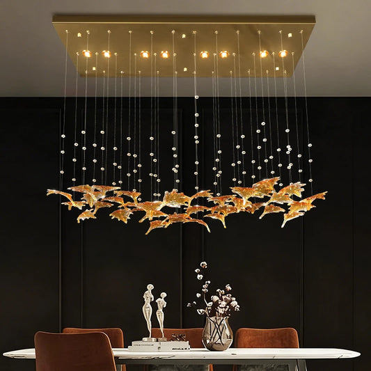 Maple Leaf Glass Chandelier
