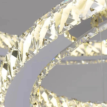 Remote dimming crystal ring chandelier wired for 90 to 260V