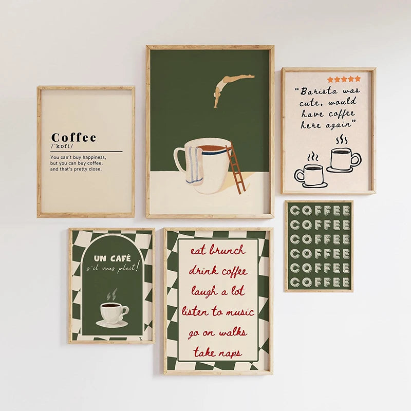 Coffee diver whimsical canvas wall art print — alternate size option