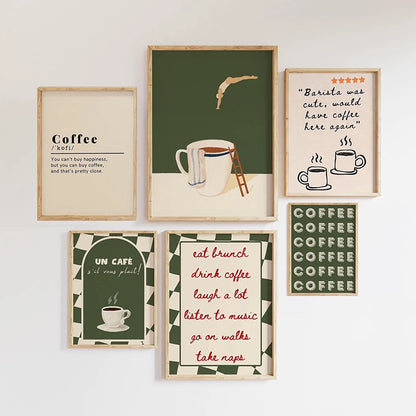 Coffee diver whimsical canvas wall art print — alternate size option