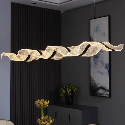 Wave chandelier, 70.9 in long, with remote control switching