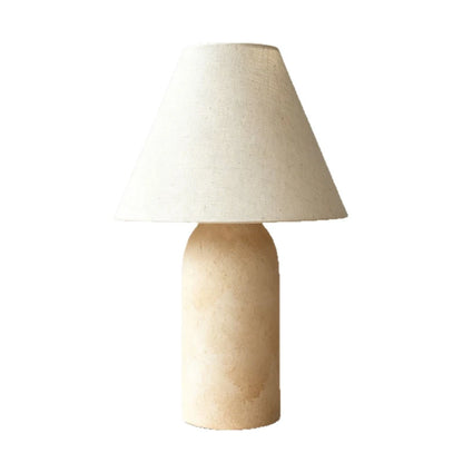 Spanish marble table lamp base close-up showing natural stone finish