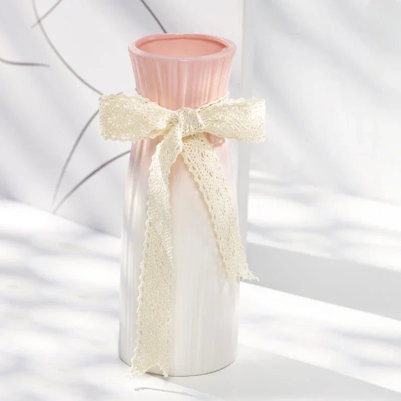 Nordic pink plastic flower vase living room modern décor