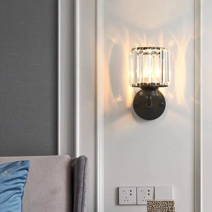 crystal wall sconce, installed in a room interior setting