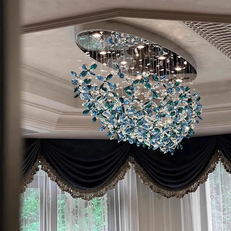 French chandelier in green with up and down light for a bedroom ceiling