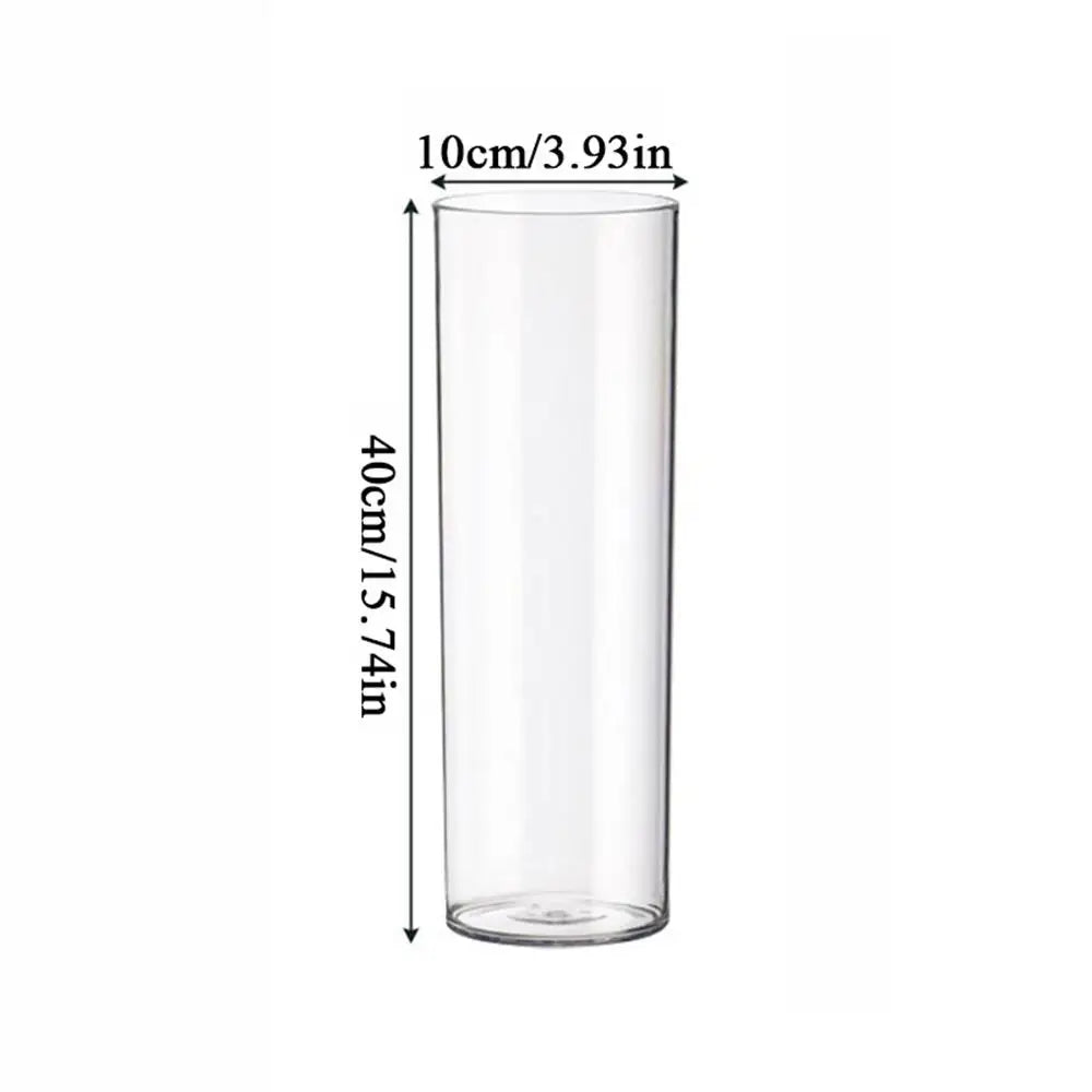 Tall 10x40cm cylinder plastic vase as dramatic floor floral statement piece