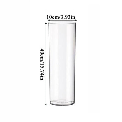 Tall 10x40cm cylinder plastic vase as dramatic floor floral statement piece