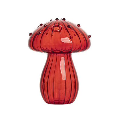 Style E crystal glass mushroom vase with hydroponic plant cutting