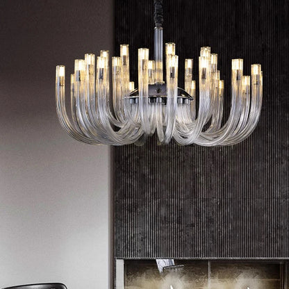 Thirty two head crystal ring chandelier, 35.4 inches wide by 39.4 inch high