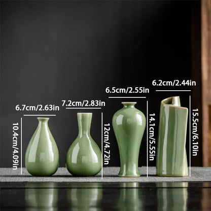 Style C ceramic ornament vase holding dried lavender on bookshelf