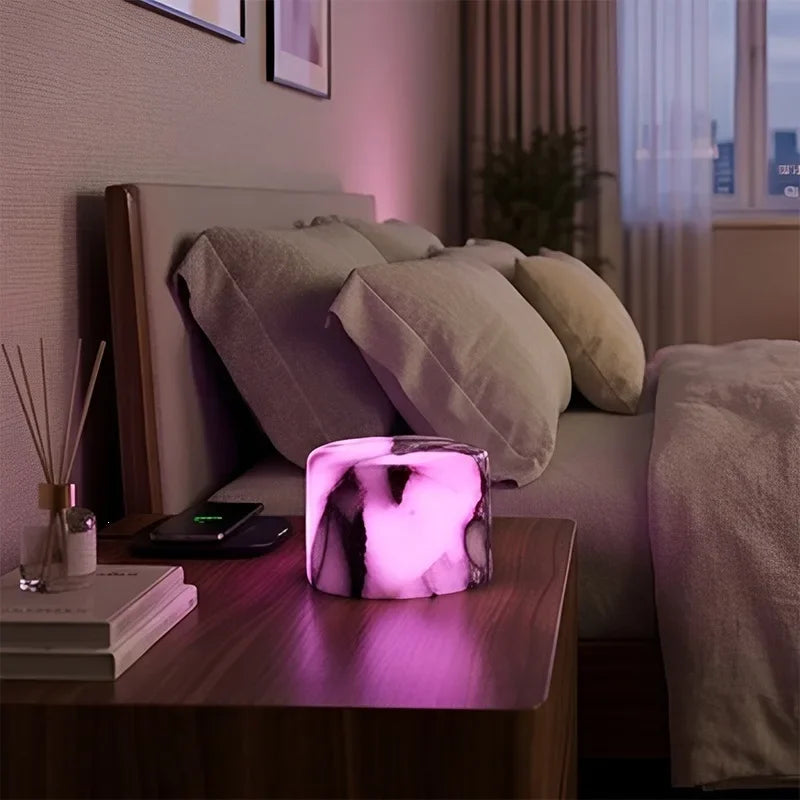 Marble table lamp B style three-colour variant on modern nightstand