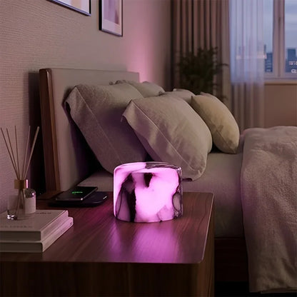 Marble table lamp B style three-colour variant on modern nightstand