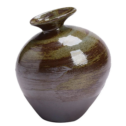 Wabi-sabi ceramic zen vase with dried flower arrangement