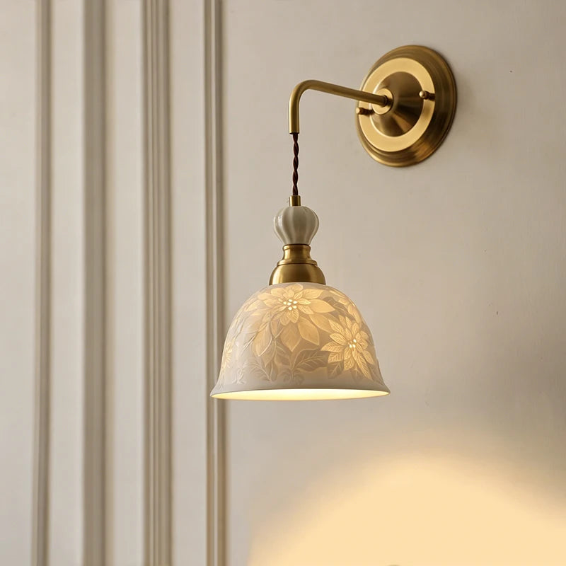 ceramic wall sconce, side profile showing mounting depth