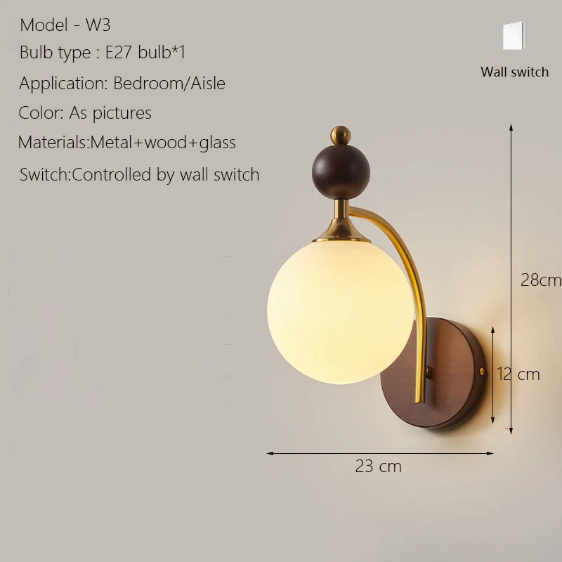 Neoclassical Wood Glass Wall Sconce