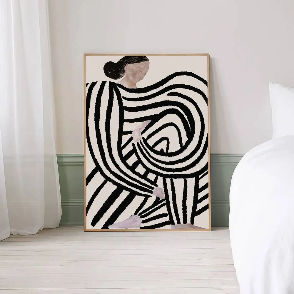 Abstract Line Art Curve Female Figure Canvas Wall Art