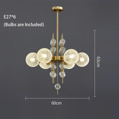 Pipe erected glass bubble chandelier with polished stainless canopy