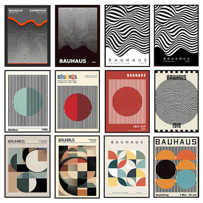 Abstract Bauhaus Geometric Line Art Canvas Wall Art